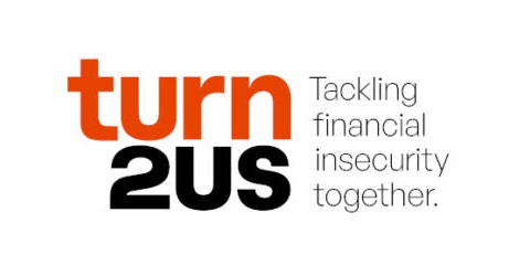 Turn2us logo. Tackling financial insecurity together